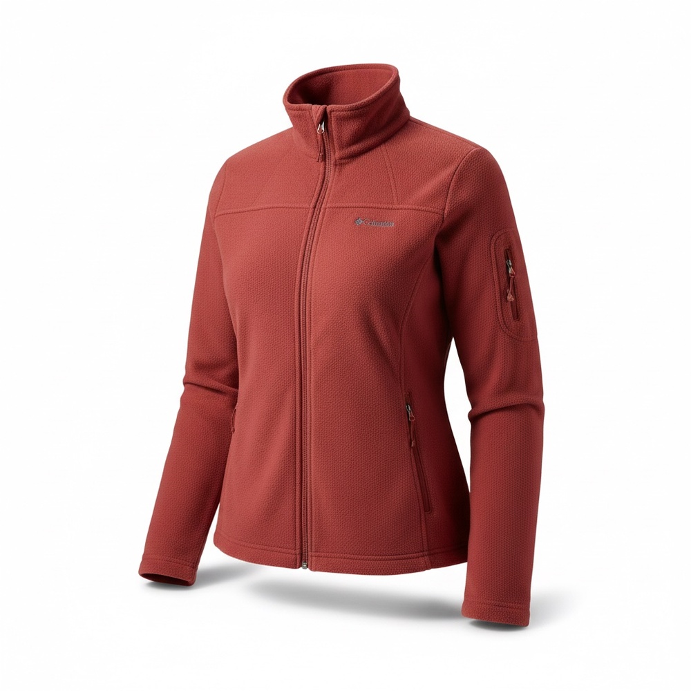 Women's Columbia Fleece Full Front Zip Rust Color Jacket Long Sleeves Size XL